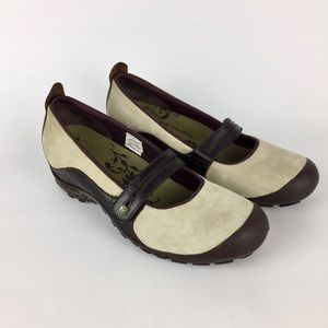 Merrell Womens Plaza Bandeau Mary Jane Casual Shoes Taupe Brown Leather size 10